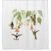 Kolibri-Vogel-Tier-Blumen-Blumengarten Duschvorhang (Vorderseite)