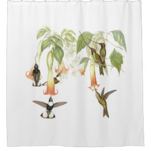Kolibri-Vogel-Tier-Blumen-Blumengarten Duschvorhang