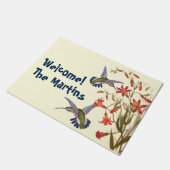 Kolibri-Vogel-Tier-Blumen-Blumengarten Fußmatte (Schrägansicht)