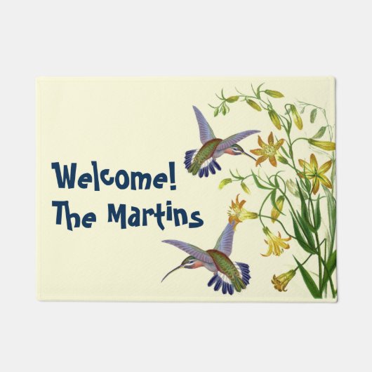 Kolibri-Vogel-Tier-Blumen-Blumengarten Fußmatte (Vorderseite)