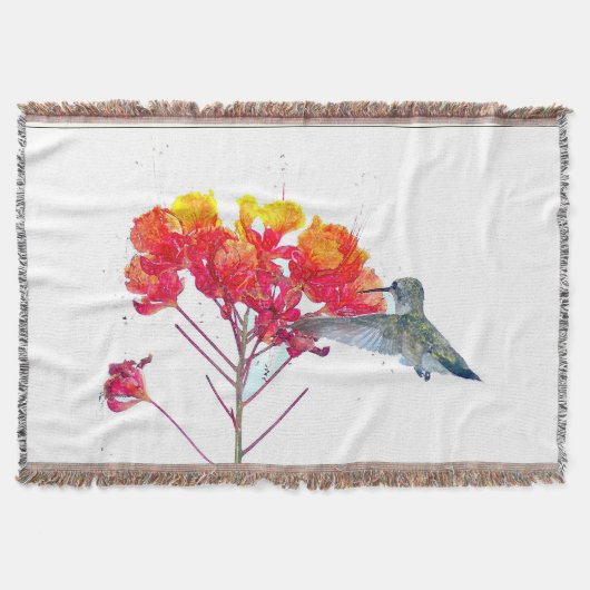 Kolibri-Vogel-Tier-Blumen-Blumentiere Decke (Vorderseite)