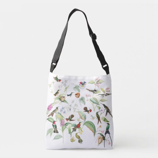 Kolibri-Vogel-Tier-Blumen-Nest-Taschen-Tasche Tragetaschen Mit Langen Trägern (Rückseite)
