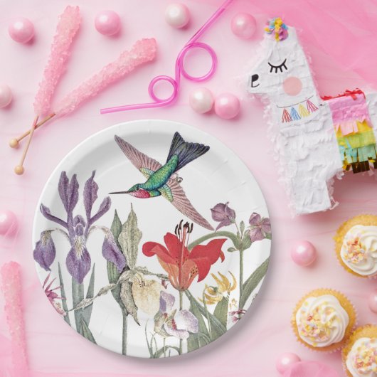 Kolibri-Vogel-Tier-Blumen-PapierTeller Pappteller (Party)