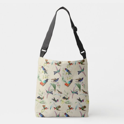 Kolibri-Vogel-Tier-Blumen-TierTaschen-Tasche Tragetaschen Mit Langen Trägern (Vorderseite)