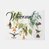Kolibri-Vogel-Tier-Blumen-willkommene Fußmatte (Vorderseite)