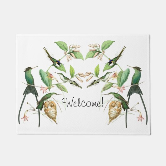 Kolibri-Vogel-Tier-Blumen willkommenes Dorrmat Fußmatte (Vorderseite)