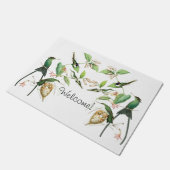 Kolibri-Vogel-Tier-Blumen willkommenes Dorrmat Fußmatte (Schrägansicht)