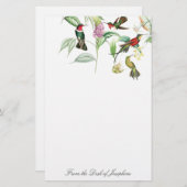 Kolibri-Vogel-Tier-Blumenbriefpapier Briefpapier (Vorne/Hinten)