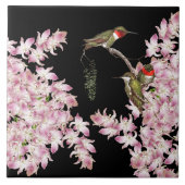 Kolibri-Vogel-Tier-Orchideen-Blumen-Fliese Fliese (Vorderseite)