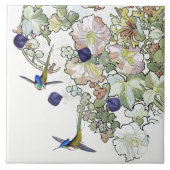 Kolibri-Vogel-Tier-Tier-Blumen-Fliese Fliese (Vorderseite)