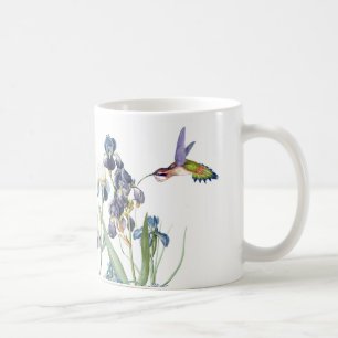 Kolibri-Vogel-Tier-Tier-Iris mit Blumen Kaffeetasse