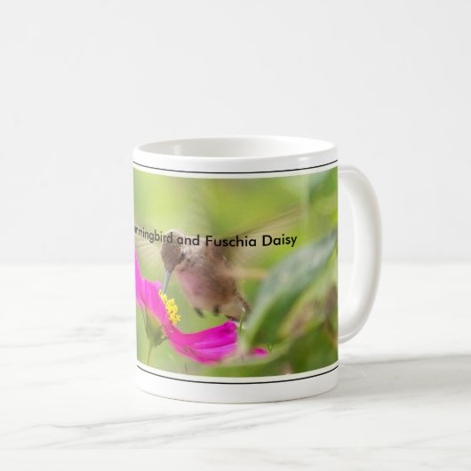 Kolibri-Vogel-Tier-Tier mit Blumen Kaffeetasse (VorderseiteRechts)