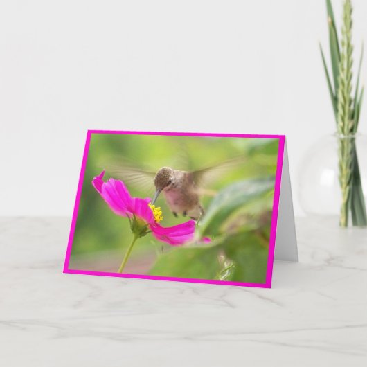 Kolibri-Vogel-Tier-Tier mit Blumen Karte (Vorderseite)
