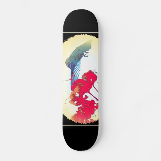 Kolibri-Vogel-Tier-Tier mit Blumen Skateboard (Vorderseite)