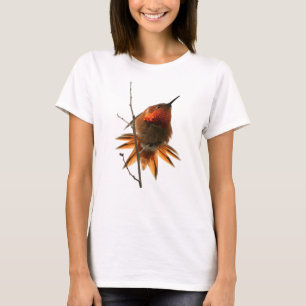 Kolibri-Vogel-Tier-Tier mit Blumen T-Shirt