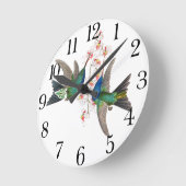 Kolibri-Vogel-Tier-TierBlumen-Wand-Uhr Runde Wanduhr (Winkel)