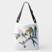 Kolibri-Vogel-TierBlumen-Schulter-Taschen-Tasche Tragetaschen Mit Langen Trägern (Vorderseite)