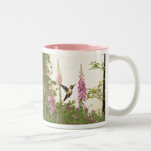Kolibri-Vogel-Tierwild lebende tiere mit Blumen Zweifarbige Tasse (Rechts)