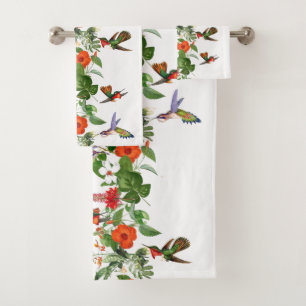 Kolibri-Vogel-tropisches Blumen-Bad-Tuch-Set Badhandtuch Set