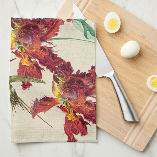 Kolibri-Vogel-Tulpe-Blumen-Küchen-Tuch Geschirrtuch (Viertel Falte)
