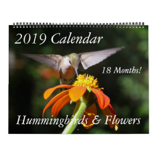Kolibri-Vogel-u. Blumen-Blumenkalender 2019 Kalender