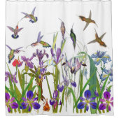 Kolibri-Vogel-u. Iris-Blumen-Blumenvorhang Duschvorhang (Vorderseite)