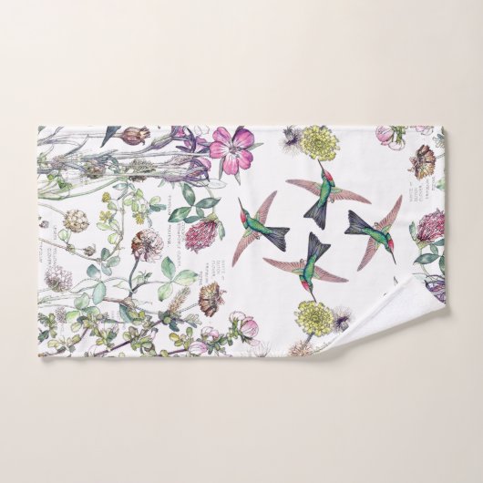 Kolibri-Vogel-Wildblume-Blumen-Bad-Tuch-Set Badhandtuch Set (Handtuch)