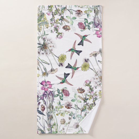 Kolibri-Vogel-Wildblume-Blumen-Bad-Tuch-Set Badhandtuch Set (Badehandtuch)