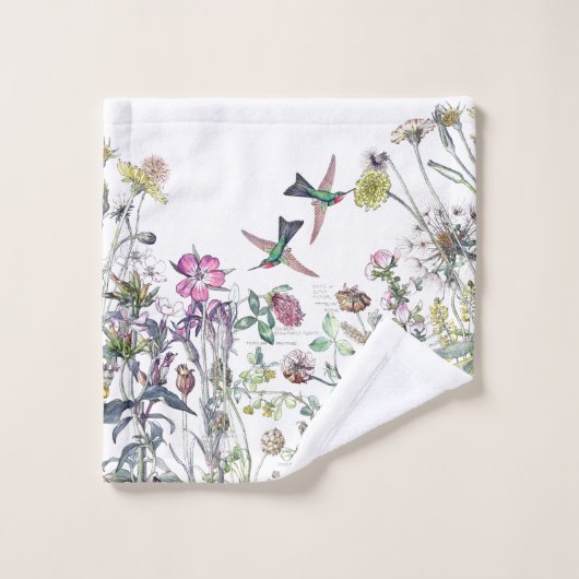 Kolibri-Vogel-Wildblume-Blumen-Bad-Tuch-Set Badhandtuch Set (Waschlappen)