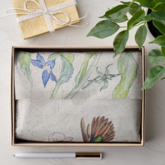 Kolibri-Vogel-Wildblume-Blumen-Seidenpapier Seidenpapier (Geschenk)