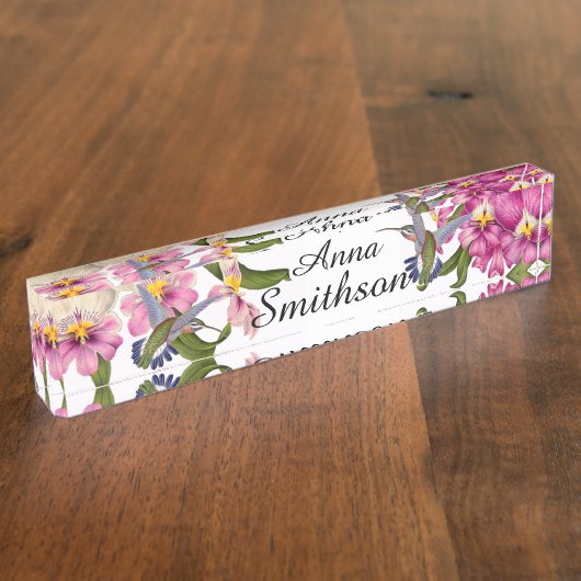 Kolibri-Vögelpansy-Orchideen-Blumen mit Blumen Namensplakette (Seite)