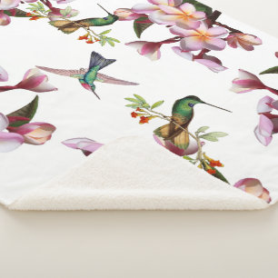 Kolibri-Vogelplumeria-Blumen Sherpa Decke Sherpadecke