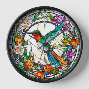 Kolibri-Wanduhr im Bleiglasstil Uhr