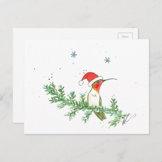 Kolibri-Weihnachten Feiertagspostkarte (Vorne/Hinten)