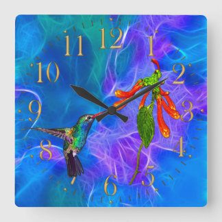 Kolibri-wild lebende Tiere Birdlover Geschenk Quadratische Wanduhr