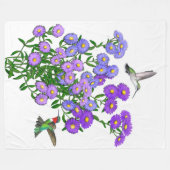 Kolibris auf lila Blumen-Fleece-Decke Fleecedecke (Vorderseite (Horizontal))