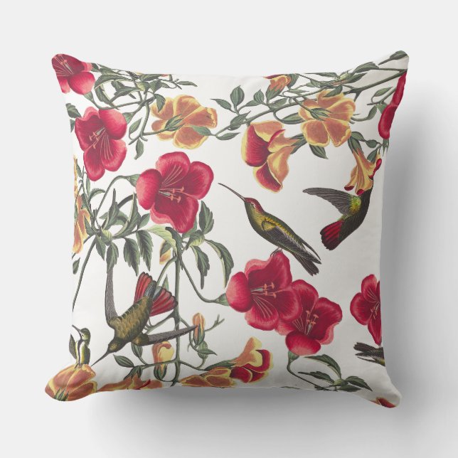 Kolibris BlumenAudubon Blumenthrow-Kissen Kissen (Vorderseite)