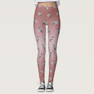 Kolibris-Frenzy-Leggings (Staubrosé-Mix) Leggings