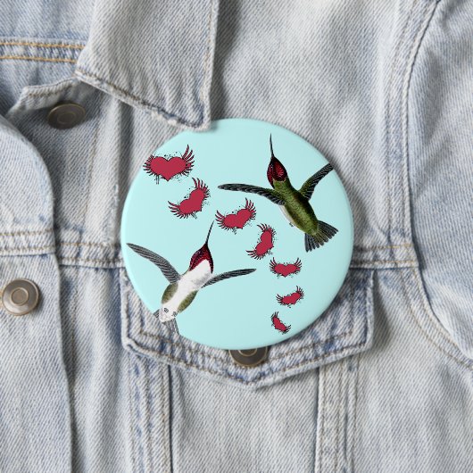 Kolibris Grunge-Herzen mit Flügeln Button (Beispiel)