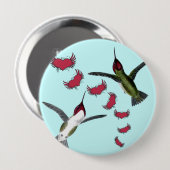 Kolibris Grunge-Herzen mit Flügeln Button (Vorne & Hinten)