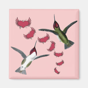 Kolibris Grunge-Herzen mit Flügeln Magnet
