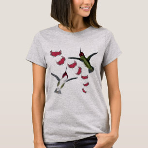 Kolibris Grunge-Herzen mit Flügeln T-Shirt