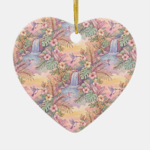 Kolibris Hibiskus Wasserfall Fröhlich Keramik Ornament