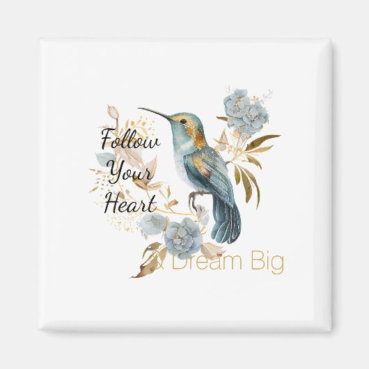 Kolibris Hortensien Blumen Magnet (Vorne)