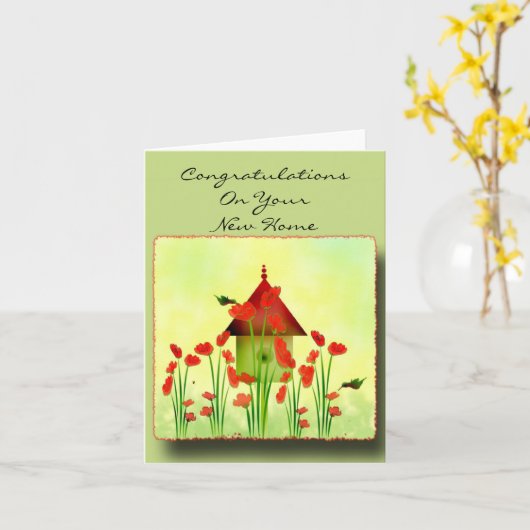 Kolibris in der Mohnblumen-Gruß-Karte Karte (Gelbe Blume)