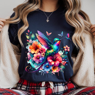 Kolibris mit farbenfrohem Blumenstrauß T-Shirt Tri-Blend Shirt