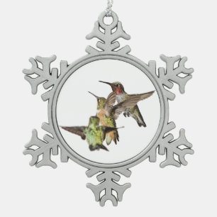 Kolibris Schneeflocken Zinn-Ornament