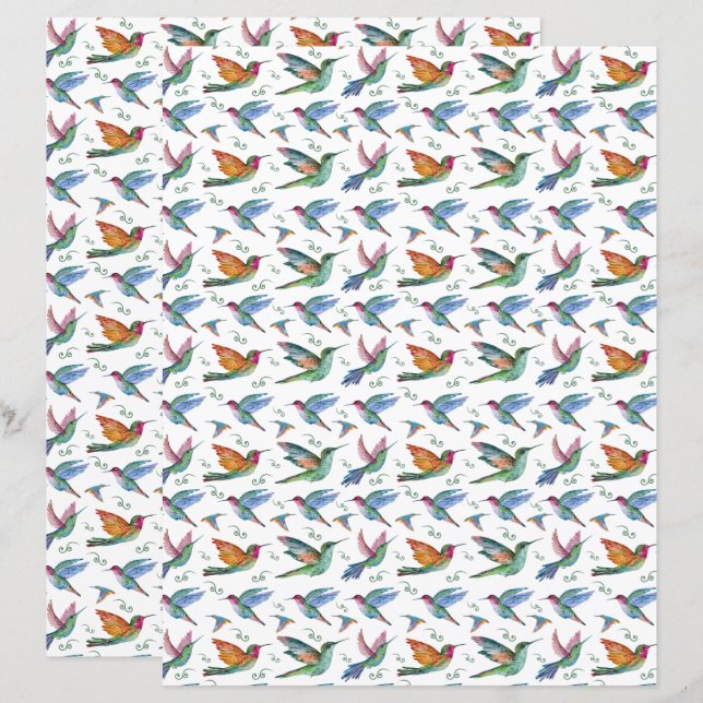 Kolibris Scrapbook Papier (Vorne/Hinten)