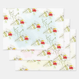 Kolibris Teetasse Blumen Geschenkpapier Set