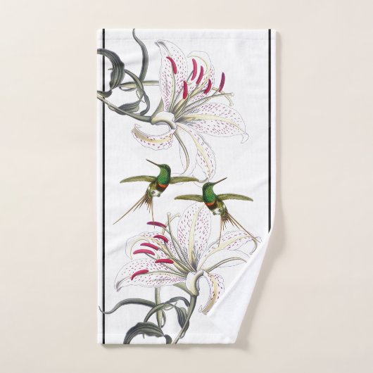 Kolibris u. asiatisches Lilien-Blumen-Bad-Tuch-Set Badhandtuch Set (Handtuch)